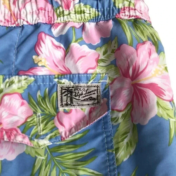 Polo Ralph Lauren Men's Swim Trunks XXL 38-42 Floral Mesh Lined Elastic Waist - Picture 2 of 10